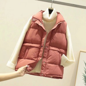 2020 Women Sleeveless Vest Winter Warm Plus Size 2XL Down Cotton Padded Jacket Female Veats Mandarin Collar Sleeveless Waistcoat